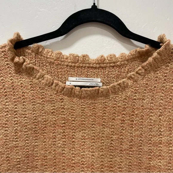 Anthropologie Layered Sweater Vest Blouse Tan White Sheer Floral Women's Medium - Picture 8 of 16